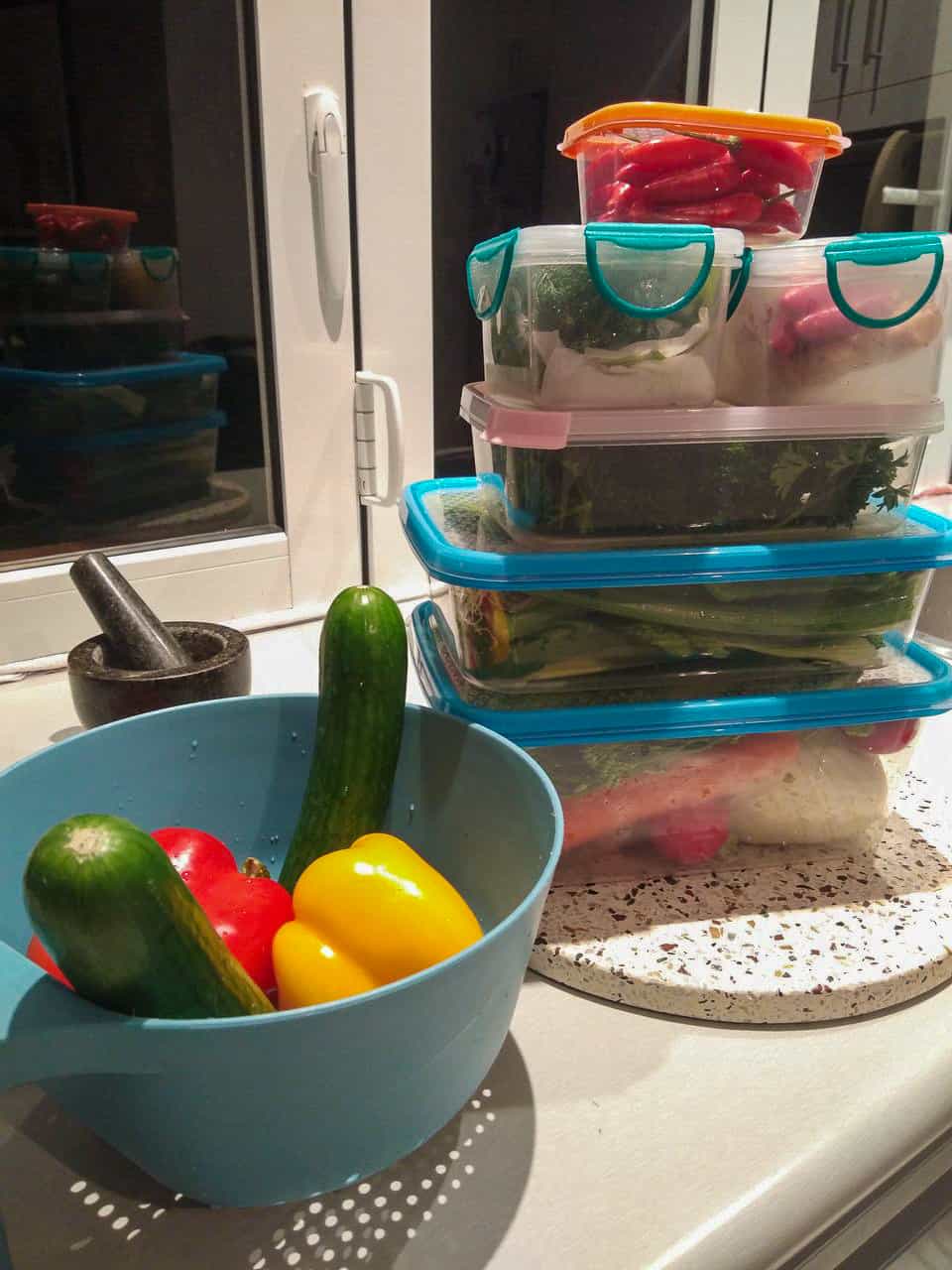 Storing vegetables in Tupperware helps keep them fresh and prevent food wastage // Travel Mermaid