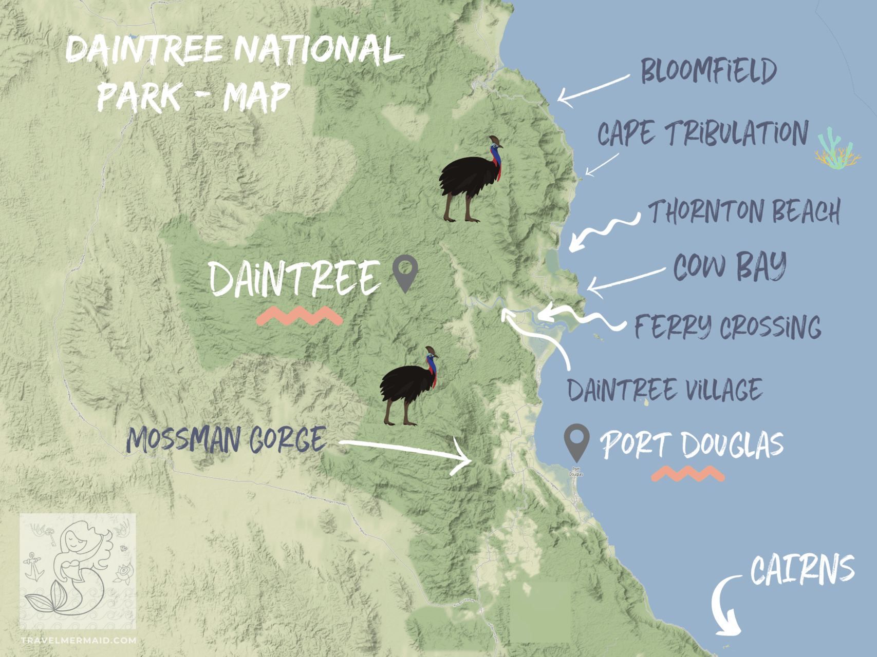 UNESCO Daintree National Park map, Far North Queensland- Australia // Travel Mermaid