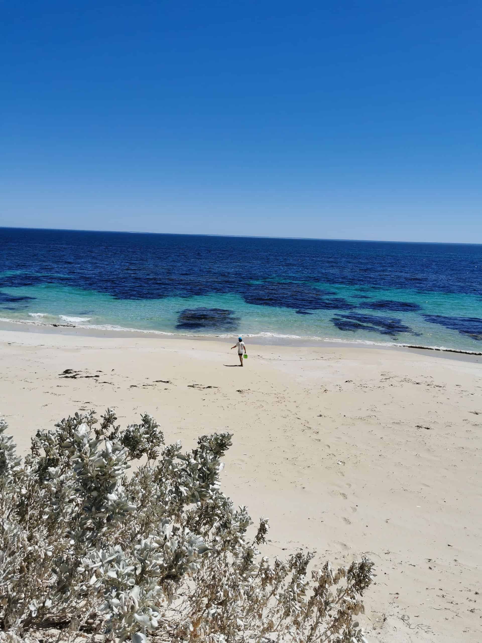 Secluded beach in front of The Glass House WA in Greenough, Western Australia