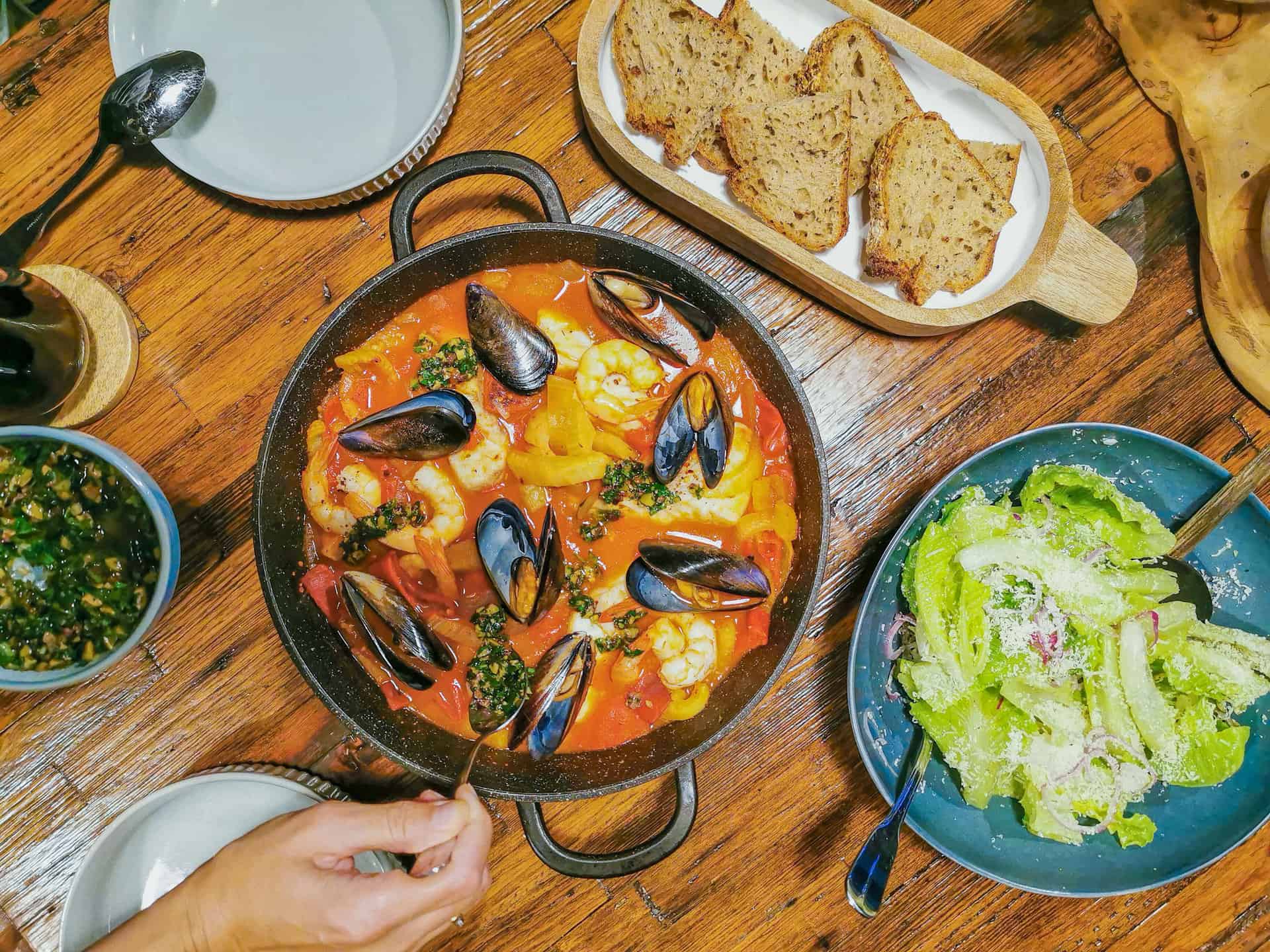 Cioppino from the woodfired-oven at The Glass House WA in Greenough, Western Australia