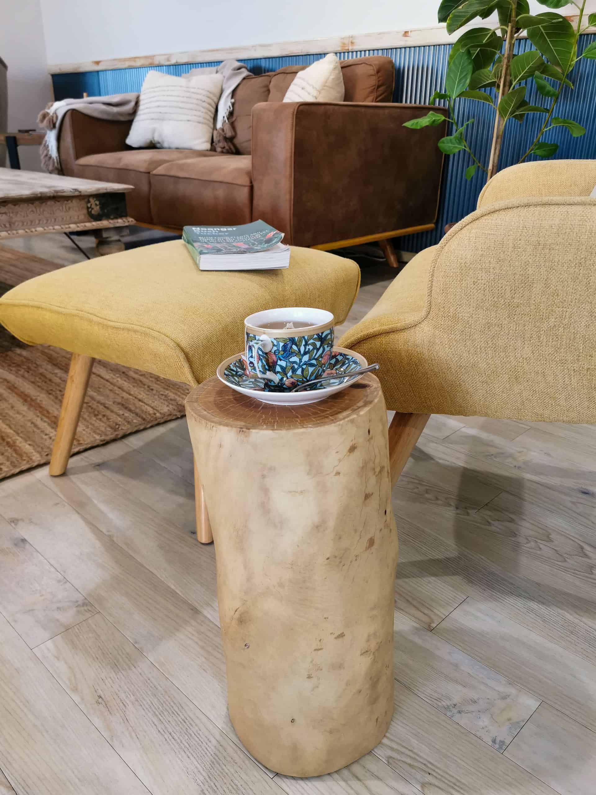 Hand-made wooden log stool