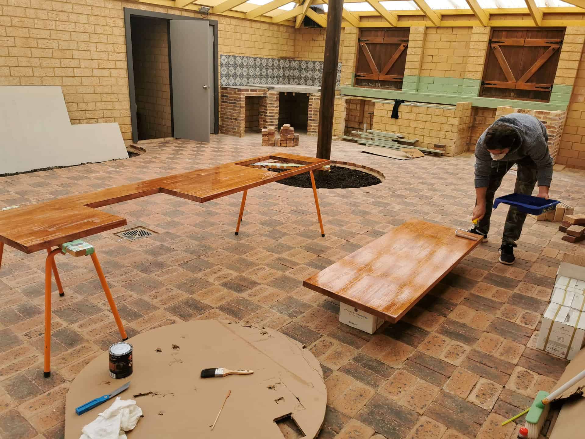 Kitchen courtyard renovations at The Glass House in Greenough, Western Australia