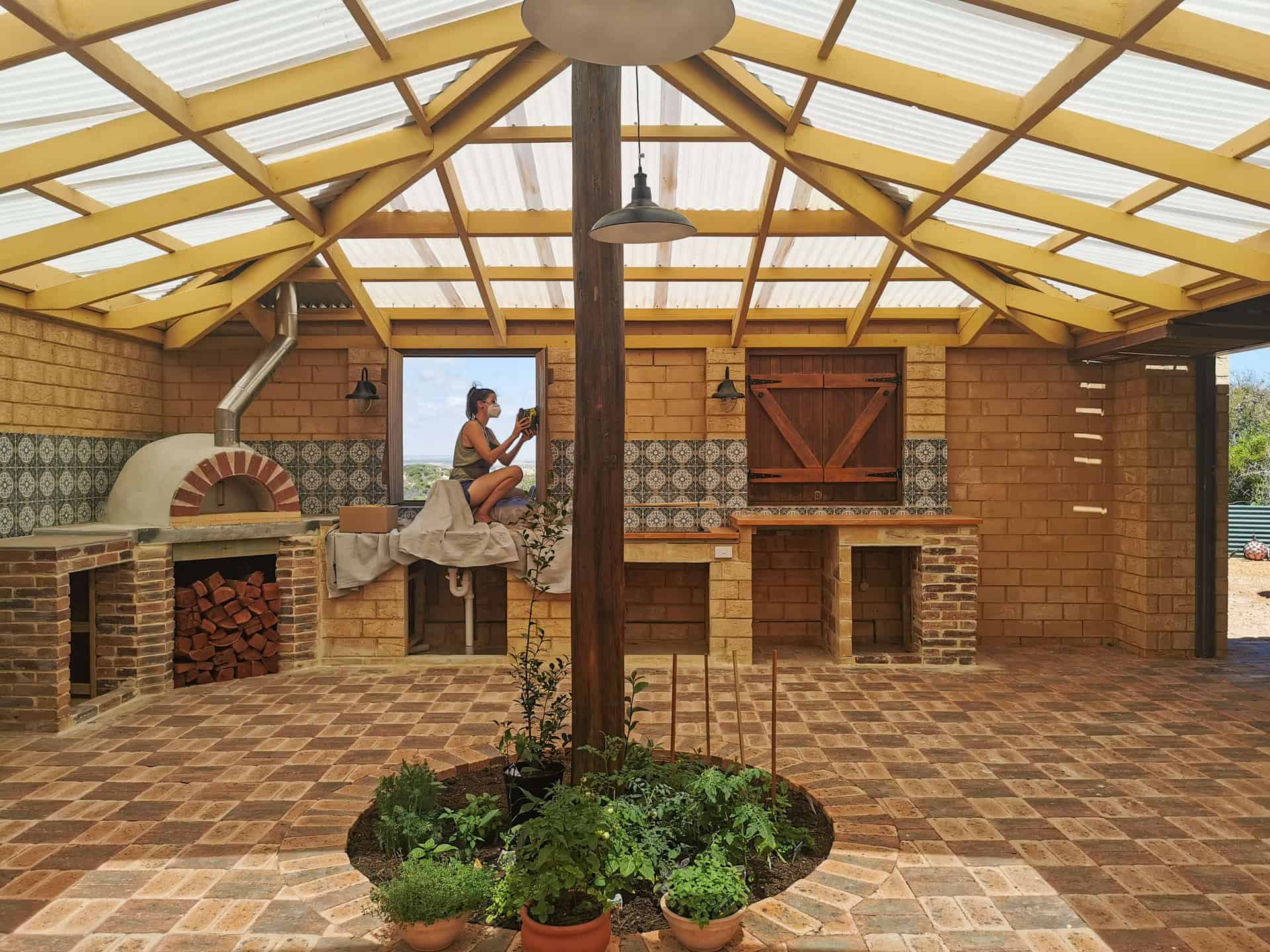 Kitchen courtyard renovations at The Glass House in Greenough, Western Australia