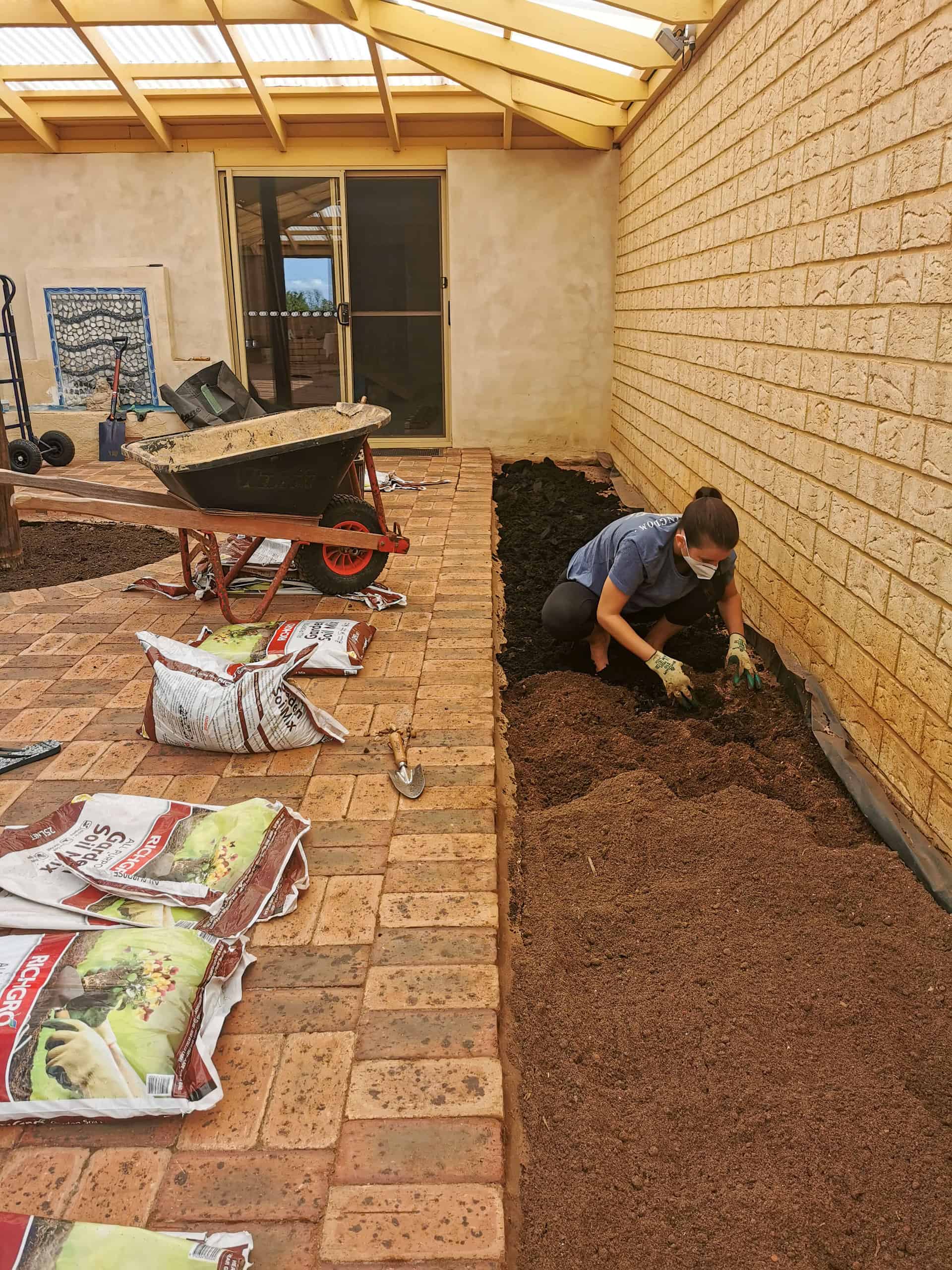 Kitchen courtyard renovations at The Glass House in Greenough, Western Australia