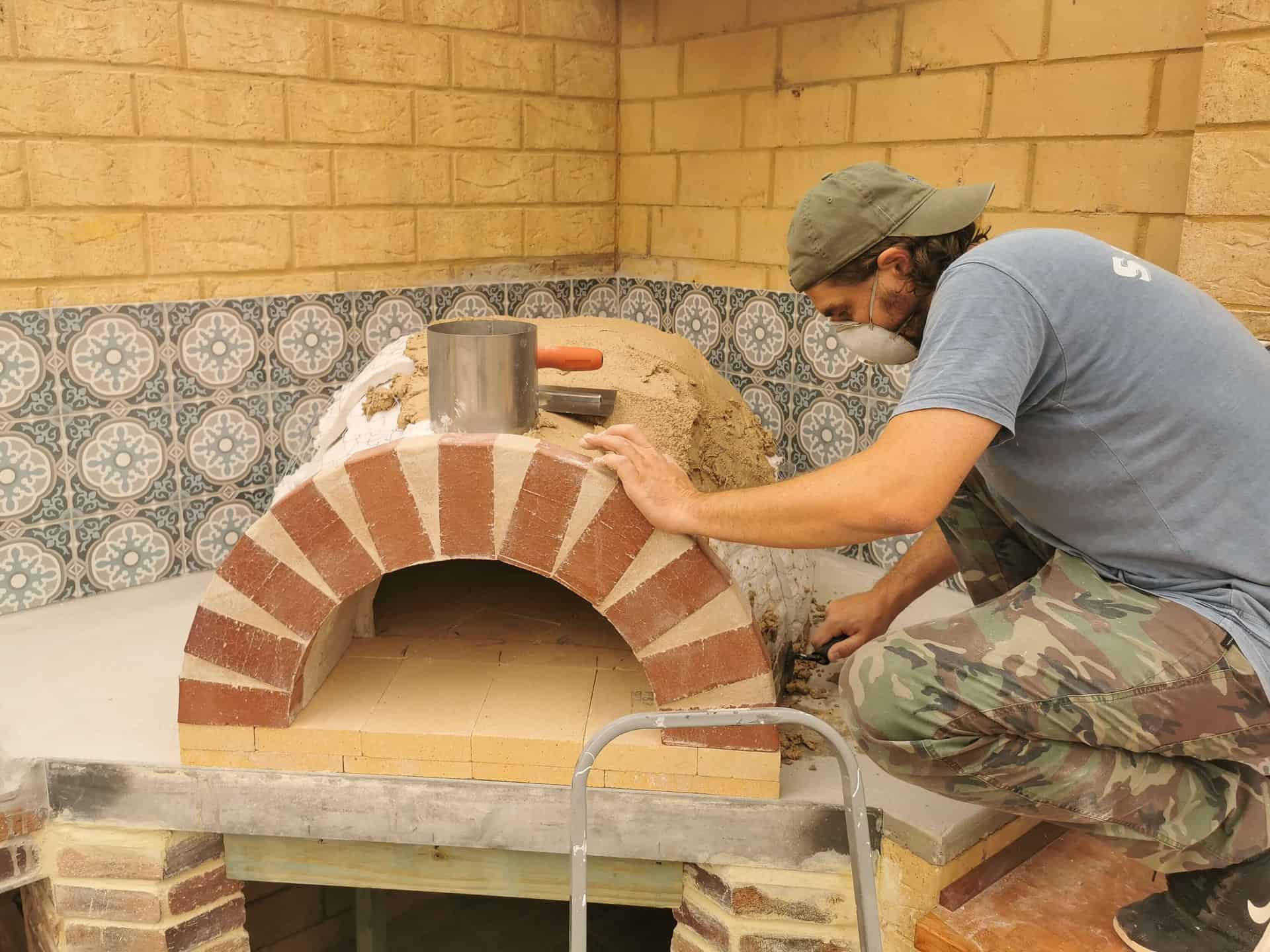 Building the pizza oven at The Glass House in Greenough, Western Australia