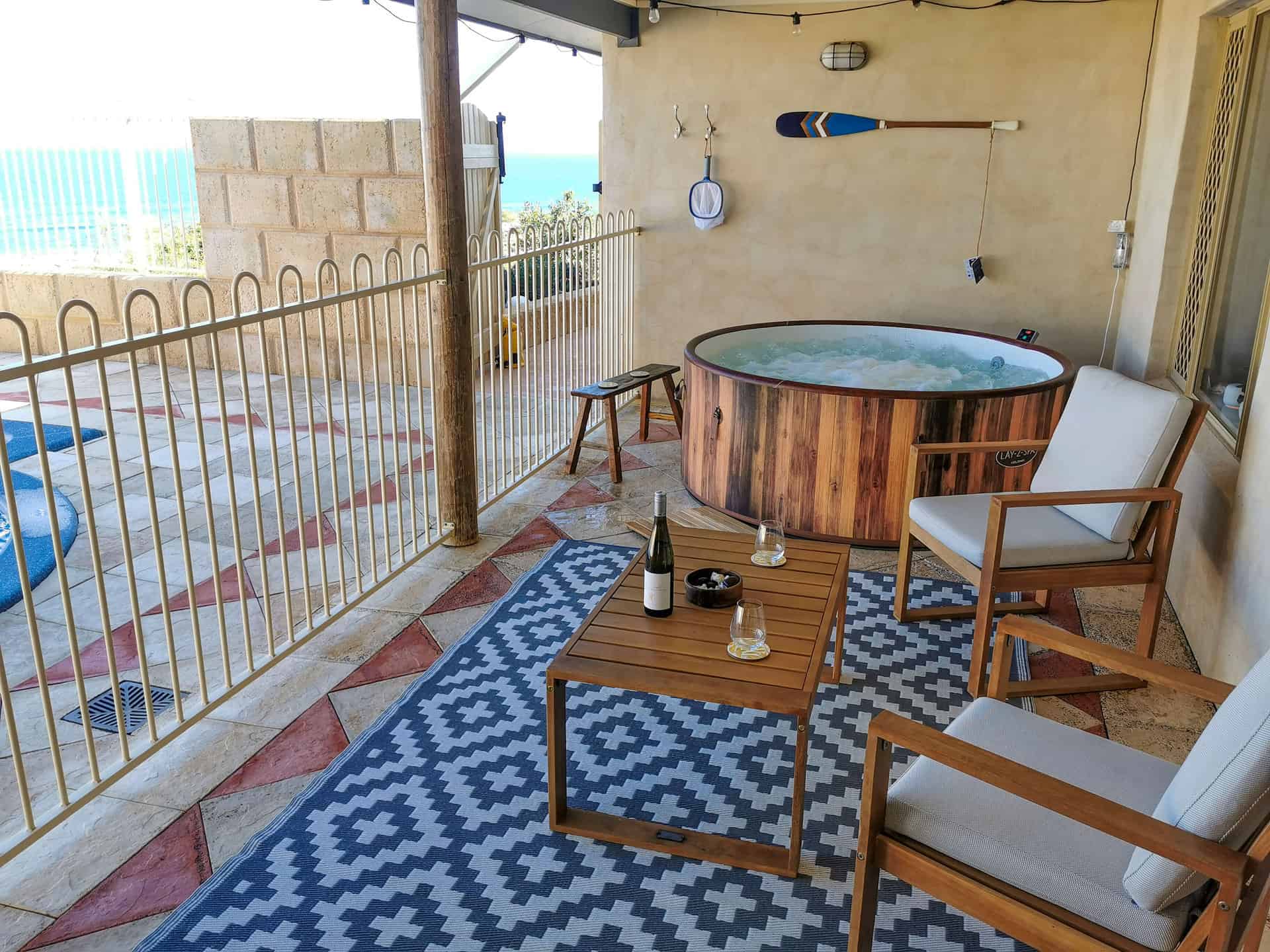 The spa area at The Glass House WA Airbnb in Geraldton